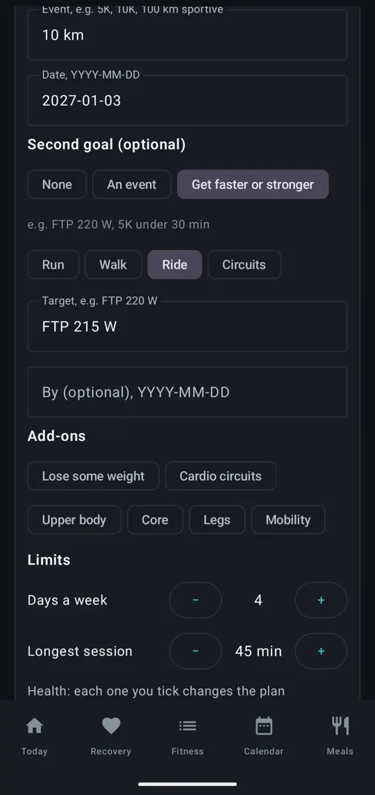 Add-ons, limits and health ticks